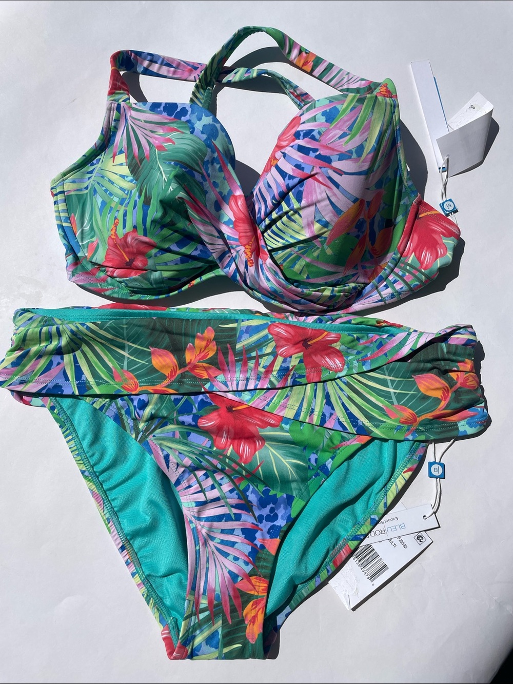 Tropical Green Floral Underwire Bikini Set